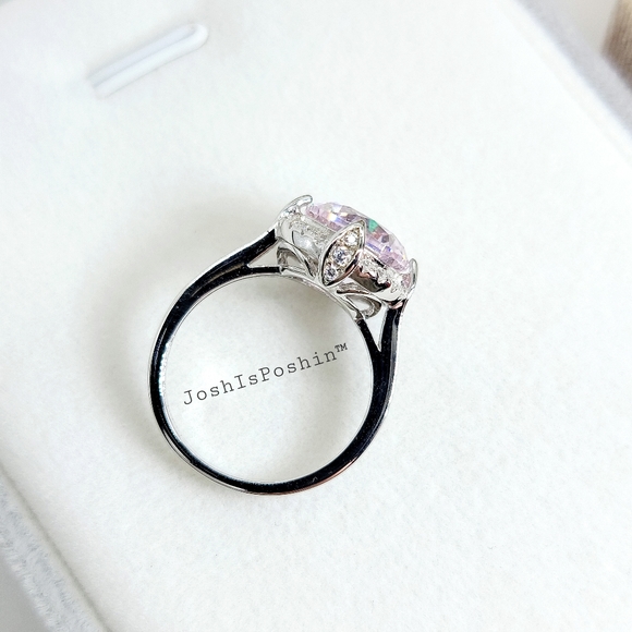 3.55CTW Pink diamond halo ring in sterling silver - Picture 15 of 17